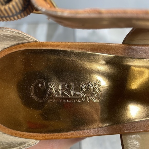 Carlos wedge platform sandals. Brown w/ leopard print. Size 8.5M.Great condition - Picture 6 of 11